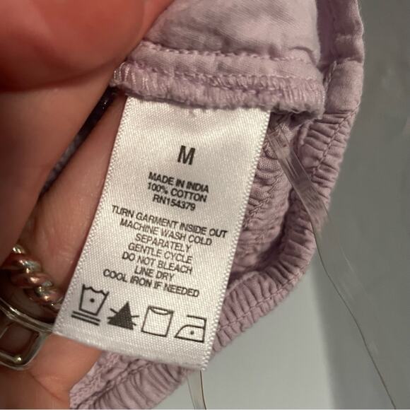 Romantic Soft Girl Lavender Puff Sleeve Crop Eyelet Blouse 100% Cotton Medium - Picture 4 of 6